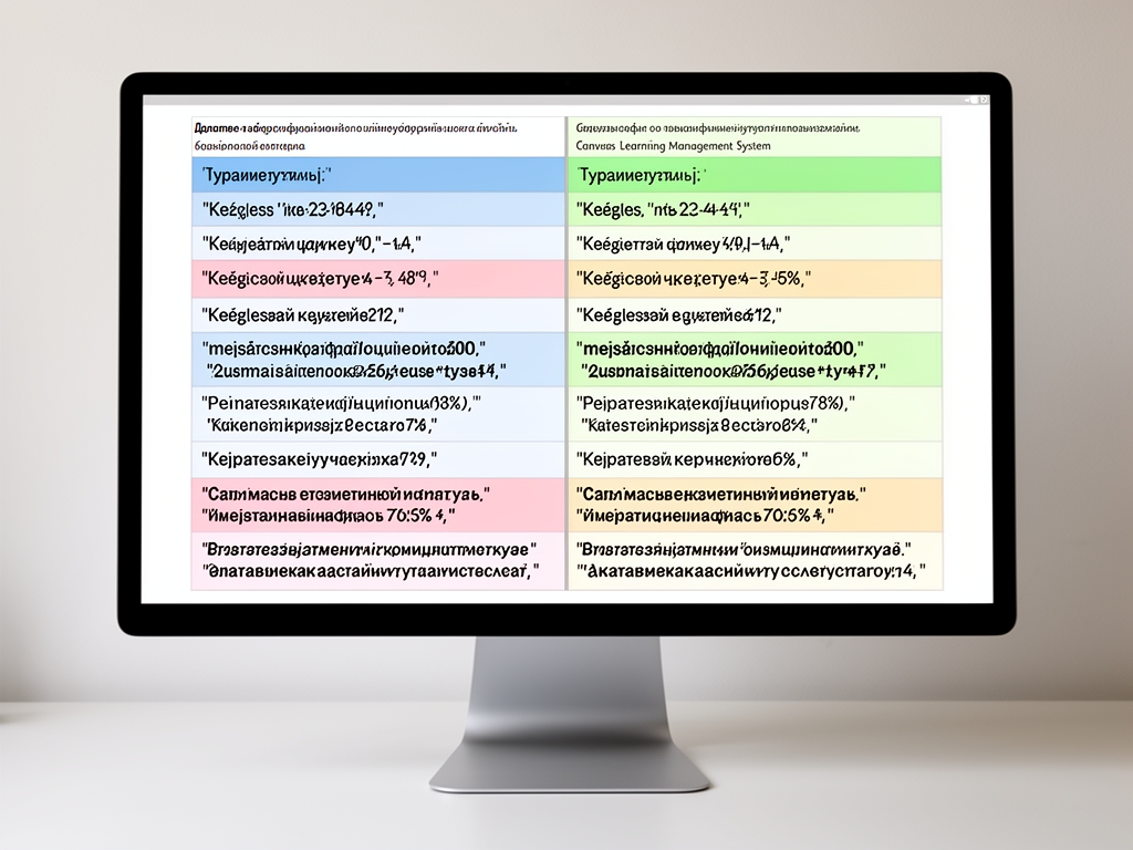 Таблица сравнения типографических параметров до и после аудита в системе управления обучением Canvas — цветовые контрасты, кегль и межстрочные интервалы в учебных материалах